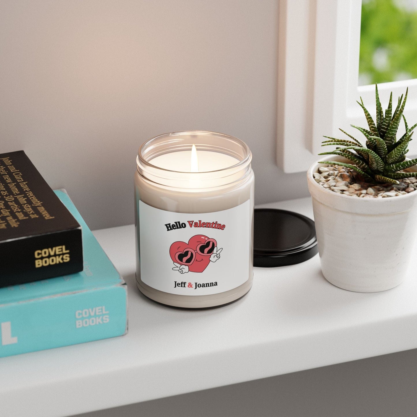 Printify Home Decor Hello Valentine Personalized Couple Scented Soy Candle 9 oz - 6 Scents
