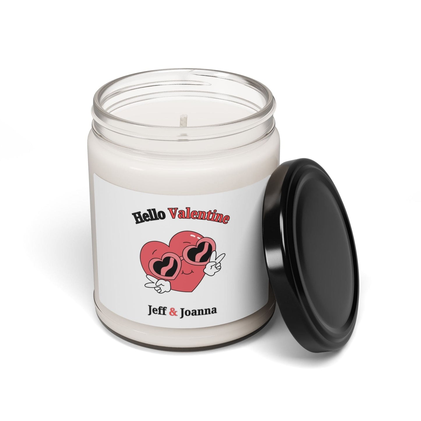 Printify Home Decor Hello Valentine Personalized Couple Scented Soy Candle 9 oz - 6 Scents