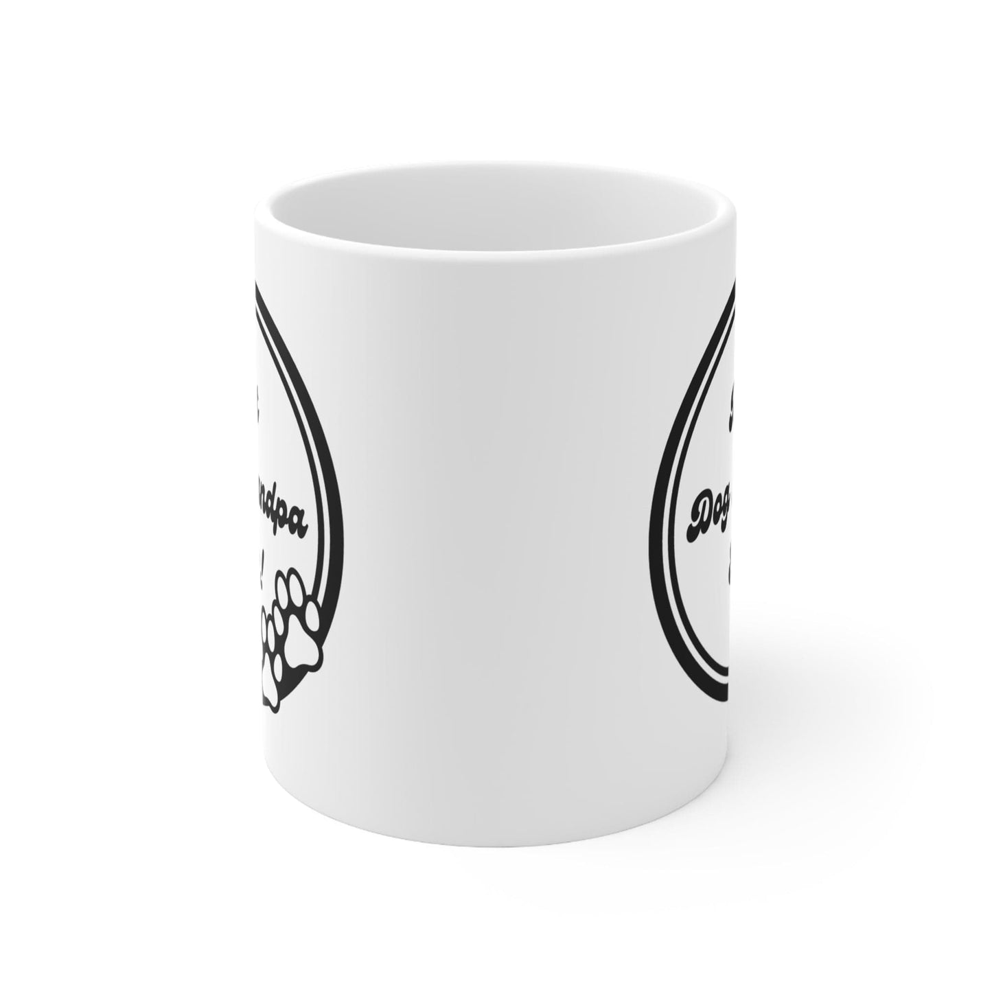 Printify Mug 11oz Best Dog Grandpa Ever 11 Oz Ceramic Mug - Perfect Gift for Dog Grandpas - Paw Prints with Classic Black and White Design