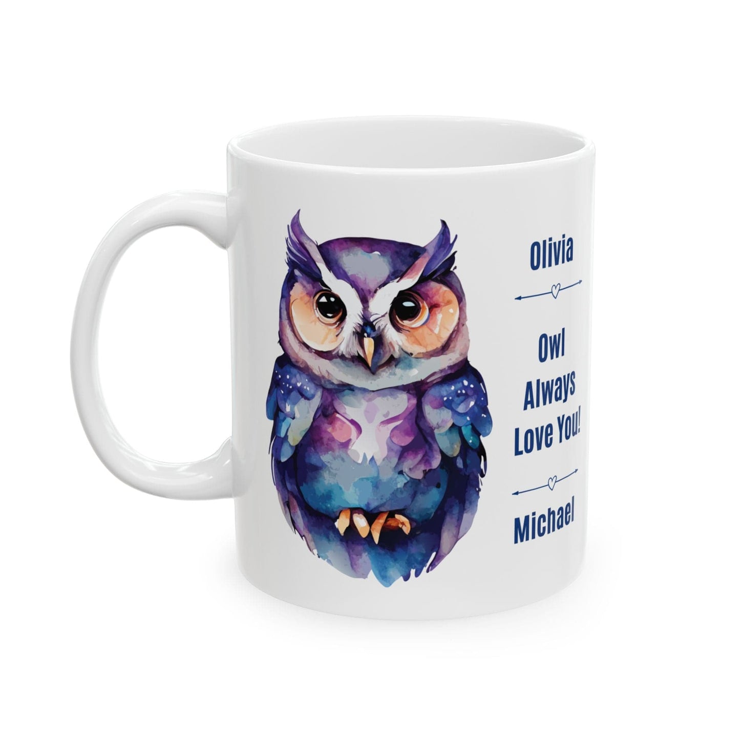 Printify Mug 11oz Cute "Owl Always Love You" Couple's Personalized Gift Mug - Valentine's Day, Owl Lover, 11oz or 15oz - Anniversary Mug, Ceramic Coffee Cup