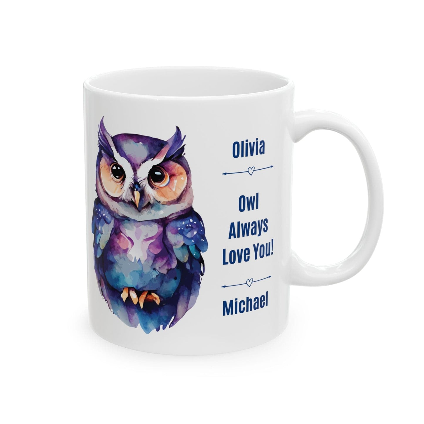 Printify Mug Cute "Owl Always Love You" Couple's Personalized Gift Mug - Valentine's Day, Owl Lover, 11oz or 15oz - Anniversary Mug, Ceramic Coffee Cup