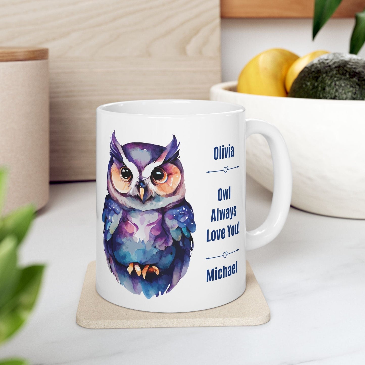 Printify Mug Cute "Owl Always Love You" Couple's Personalized Gift Mug - Valentine's Day, Owl Lover, 11oz or 15oz - Anniversary Mug, Ceramic Coffee Cup