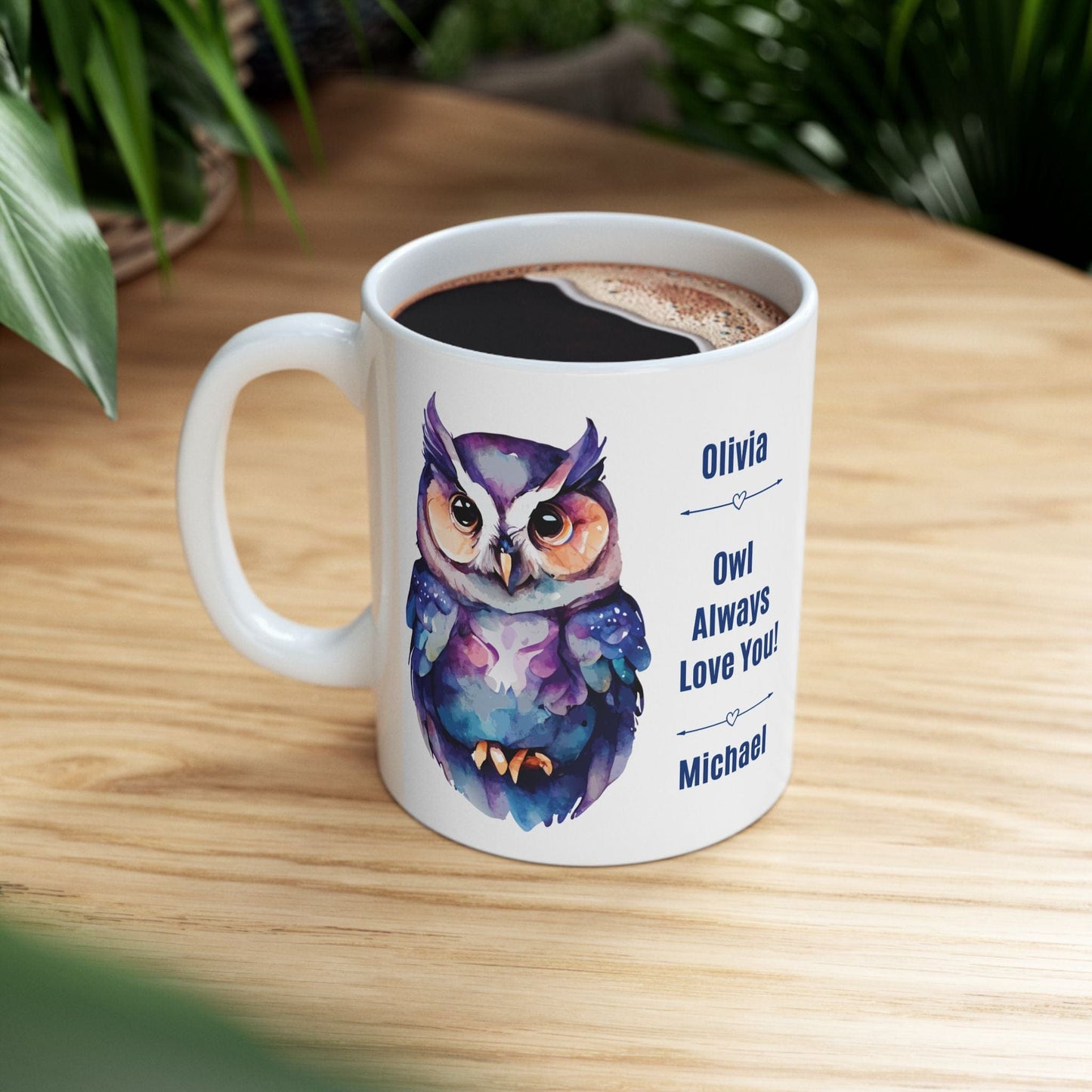 Printify Mug Cute "Owl Always Love You" Couple's Personalized Gift Mug - Valentine's Day, Owl Lover, 11oz or 15oz - Anniversary Mug, Ceramic Coffee Cup