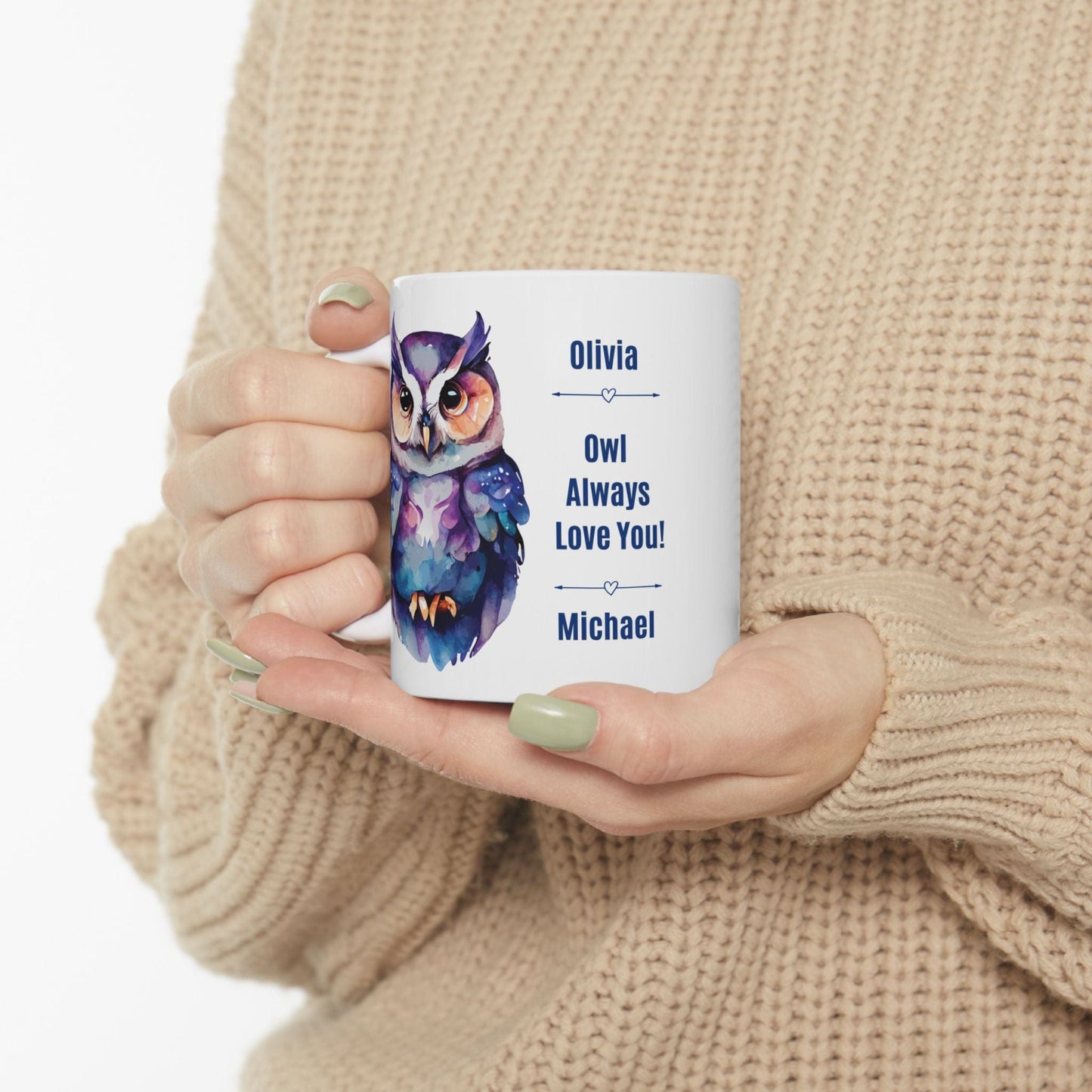 Printify Mug Cute "Owl Always Love You" Couple's Personalized Gift Mug - Valentine's Day, Owl Lover, 11oz or 15oz - Anniversary Mug, Ceramic Coffee Cup