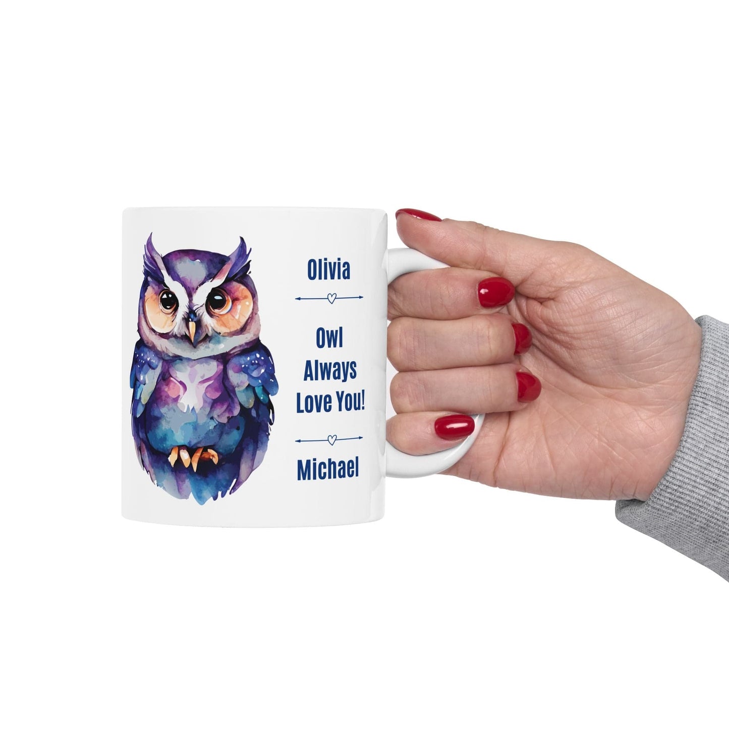 Printify Mug Cute "Owl Always Love You" Couple's Personalized Gift Mug - Valentine's Day, Owl Lover, 11oz or 15oz - Anniversary Mug, Ceramic Coffee Cup