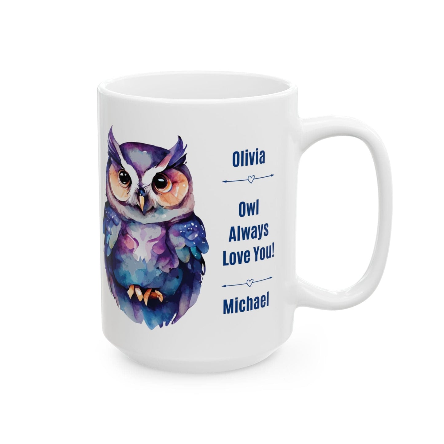 Printify Mug Cute "Owl Always Love You" Couple's Personalized Gift Mug - Valentine's Day, Owl Lover, 11oz or 15oz - Anniversary Mug, Ceramic Coffee Cup