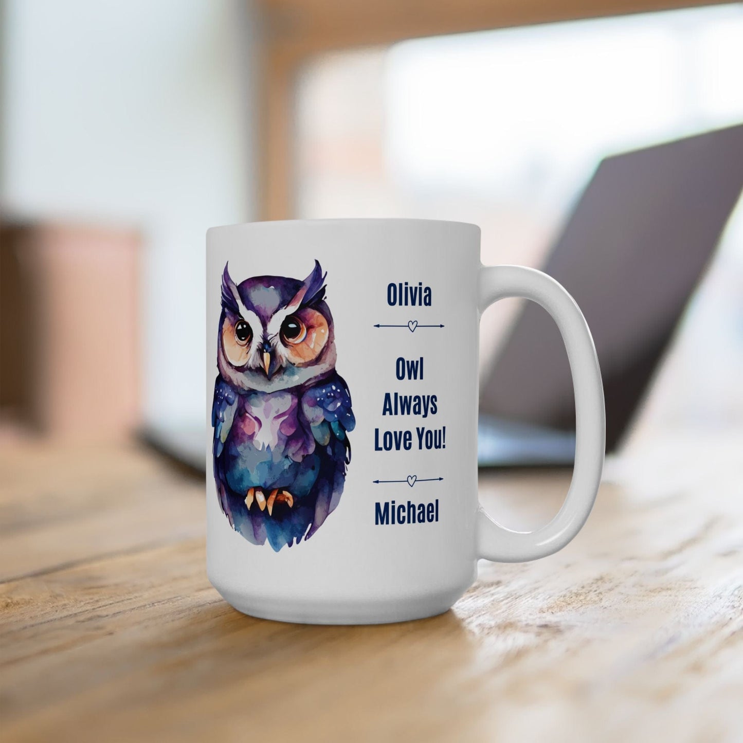 Printify Mug Cute "Owl Always Love You" Couple's Personalized Gift Mug - Valentine's Day, Owl Lover, 11oz or 15oz - Anniversary Mug, Ceramic Coffee Cup