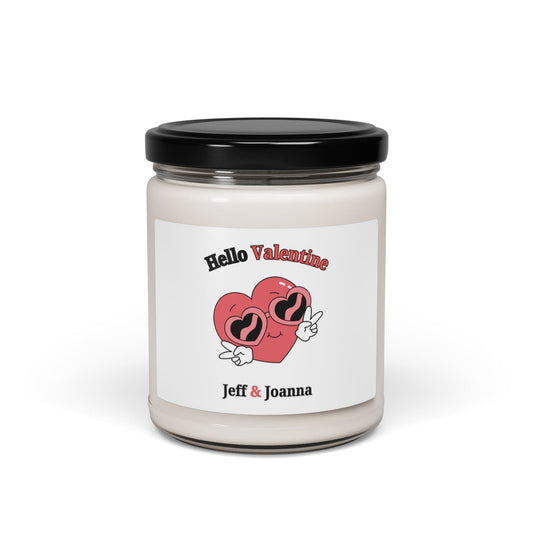 Printify Home Decor Coconut Cream + Cardamom / 9oz Hello Valentine Personalized Couple Scented Soy Candle 9 oz - 6 Scents