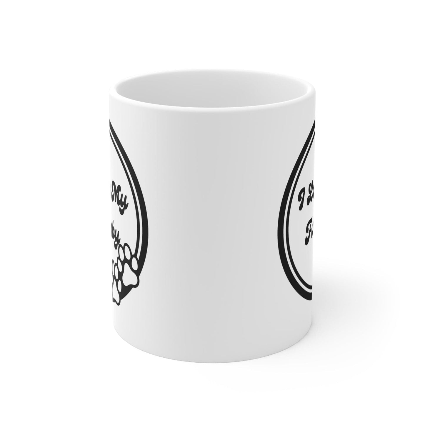 Printify Mug 11oz I Love My Furbaby 11 Oz Ceramic Mug - Perfect Gift for Dog Lovers - Paw Prints with Classic Black and White Design - Thank You - Love Dogs