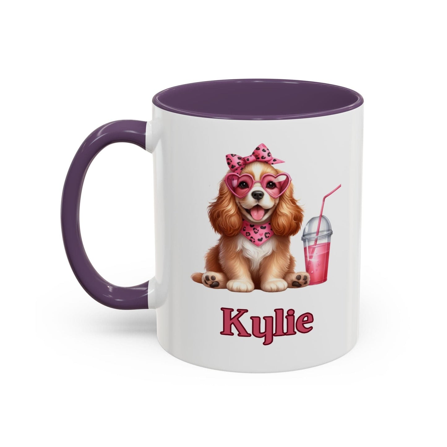 Printify Mug Sweet Heart Spaniel Personalized Gift Mug 11 Oz or 15 Oz Choice Accent Color Black, Pink, Purple, Light Blue Valentine's Day, Birthday Gift