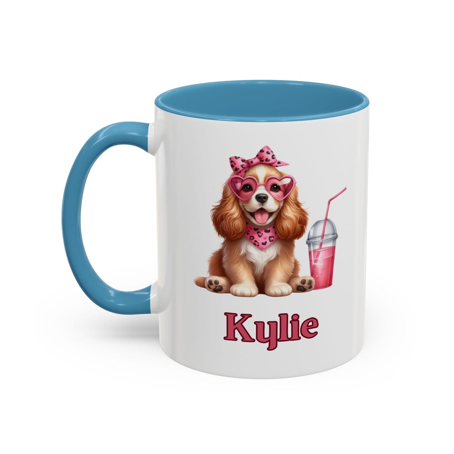 Printify Mug Sweet Heart Spaniel Personalized Gift Mug 11 Oz or 15 Oz Choice Accent Color Black, Pink, Purple, Light Blue Valentine's Day, Birthday Gift