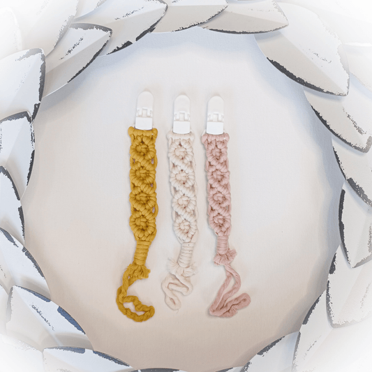 Sweet Little Duck Baby & Toddler Boho Macrame Paci Clip - 3 Color Choices