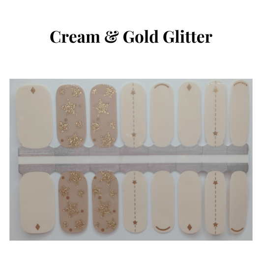 Sweet Little Duck Cream & Gold Glitter - Nail Polish Wraps