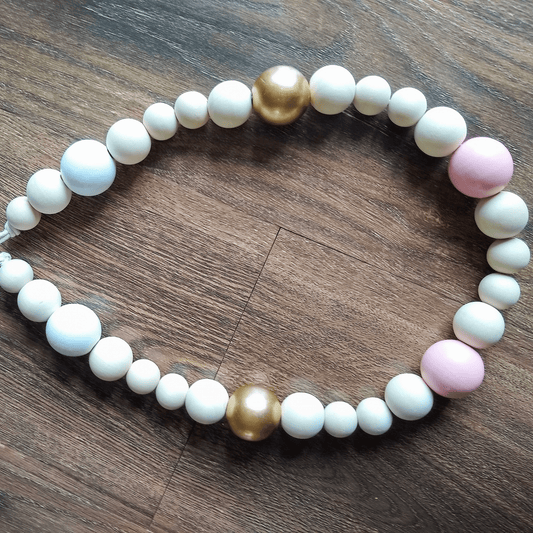 Sweet Little Duck Decor Gold Pink White & Natural Wood Bead Garland 3 Styles of Custom Painted and Natural Wood Bead Garland