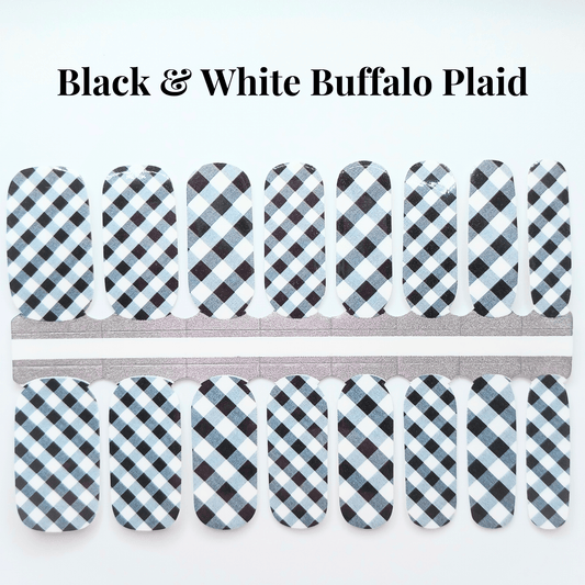 Sweet Little Duck Nail Polish Wrap Black & White Buffalo Plaid - Nail Polish Wraps